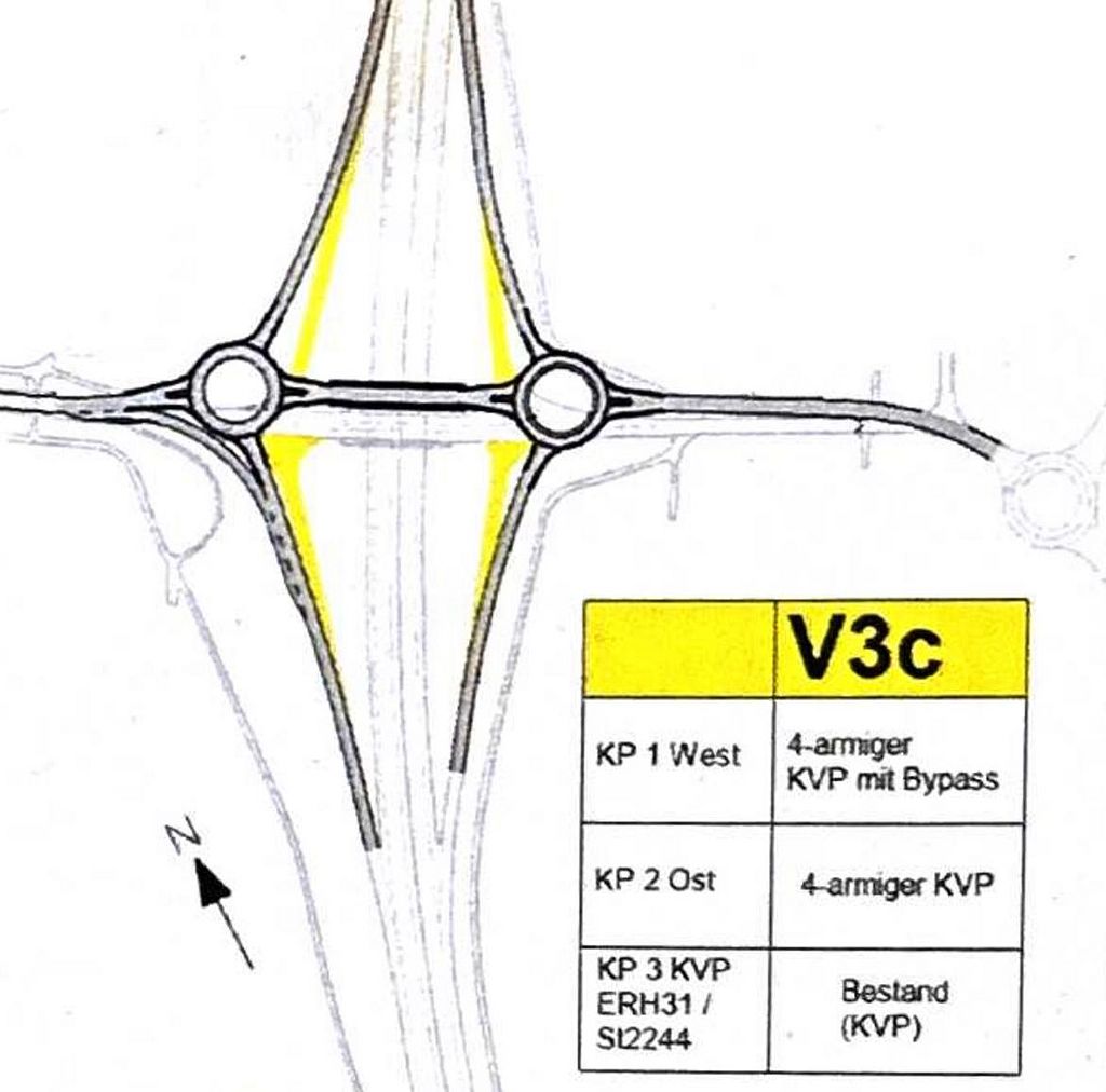 Autobahnanschlussstelle bei Möhrendorf - Variante V 3 c